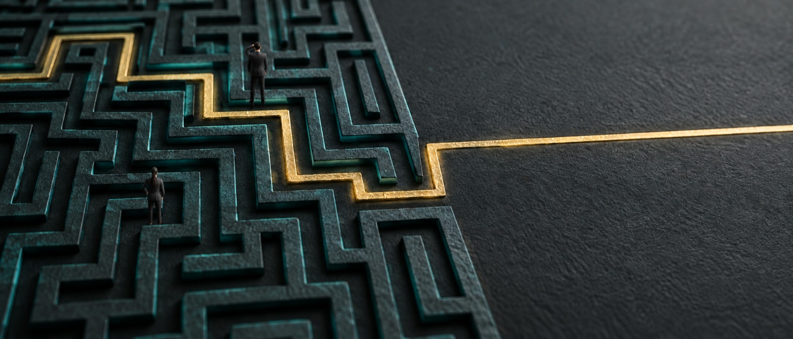 A maze with a clear gold path representing regulatory guidance